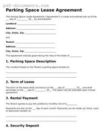 Printable Parking Space Lease Agreement Form