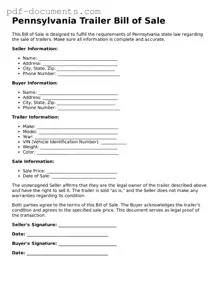 Legal Trailer Bill of Sale Template for the State of Pennsylvania