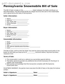 Legal Snowmobile Bill of Sale Template for the State of Pennsylvania
