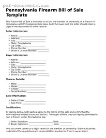 Legal Firearm Bill of Sale Template for the State of Pennsylvania