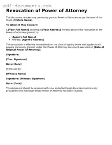 Printable Revocation of Power of Attorney Form