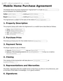 Printable Mobile Home Purchase Agreement Form
