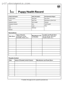 Download Puppy Health Record Form