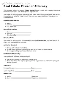 Printable Real Estate Power of Attorney Form