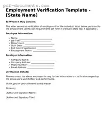 Printable Employment Verification Form