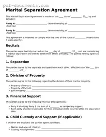 Printable Marital Separation Agreement Form