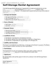 Printable Self-Storage Rental Agreement Form