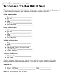 Legal Tractor Bill of Sale Template for the State of Tennessee