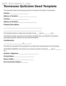 Legal Quitclaim Deed Template for the State of Tennessee
