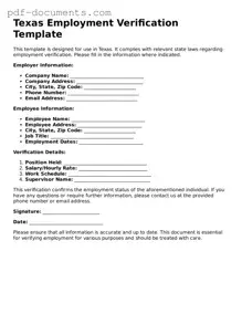 Legal Employment Verification Template for the State of Texas