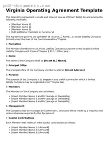 Legal Operating Agreement Template for the State of Virginia