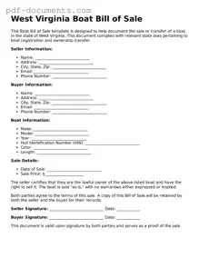 Legal Boat Bill of Sale Template for the State of West Virginia