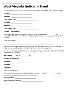 Legal Quitclaim Deed Template for the State of West Virginia