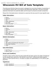 Legal RV Bill of Sale Template for the State of Wisconsin