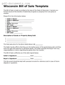 Legal Bill of Sale Template for the State of Wisconsin