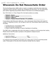 Legal Do Not Resuscitate Order Template for the State of Wisconsin