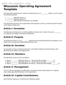 Legal Operating Agreement Template for the State of Wisconsin