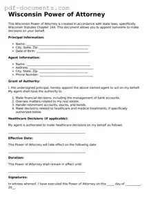 Legal Power of Attorney Template for the State of Wisconsin