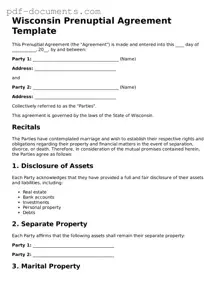 Legal Prenuptial Agreement Template for the State of Wisconsin