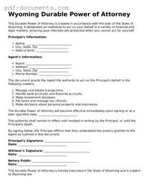 Legal Durable Power of Attorney Template for the State of Wyoming
