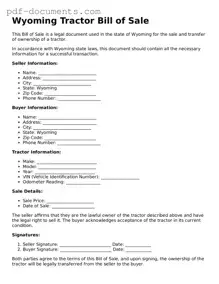 Legal Tractor Bill of Sale Template for the State of Wyoming