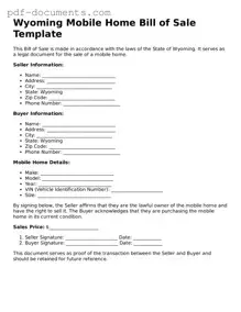 Legal Mobile Home Bill of Sale Template for the State of Wyoming