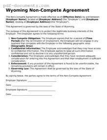 Legal Non-compete Agreement Template for the State of Wyoming
