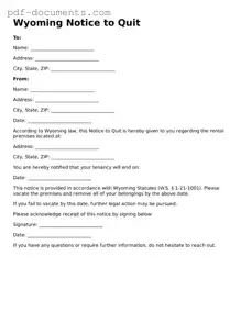 Legal Notice to Quit Template for the State of Wyoming