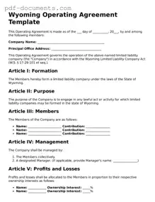 Legal Operating Agreement Template for the State of Wyoming