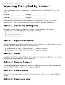 Legal Prenuptial Agreement Template for the State of Wyoming