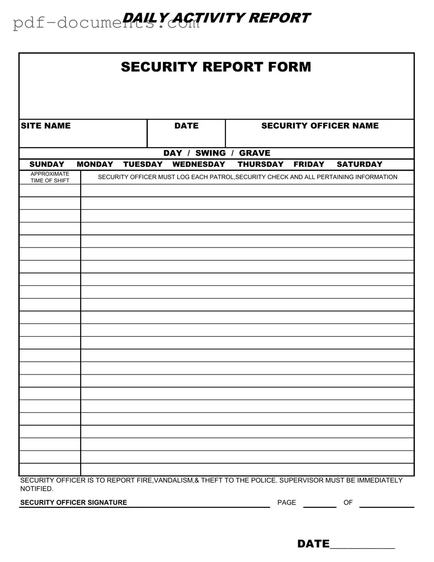 Download Security Guard Daily Report Sample Form