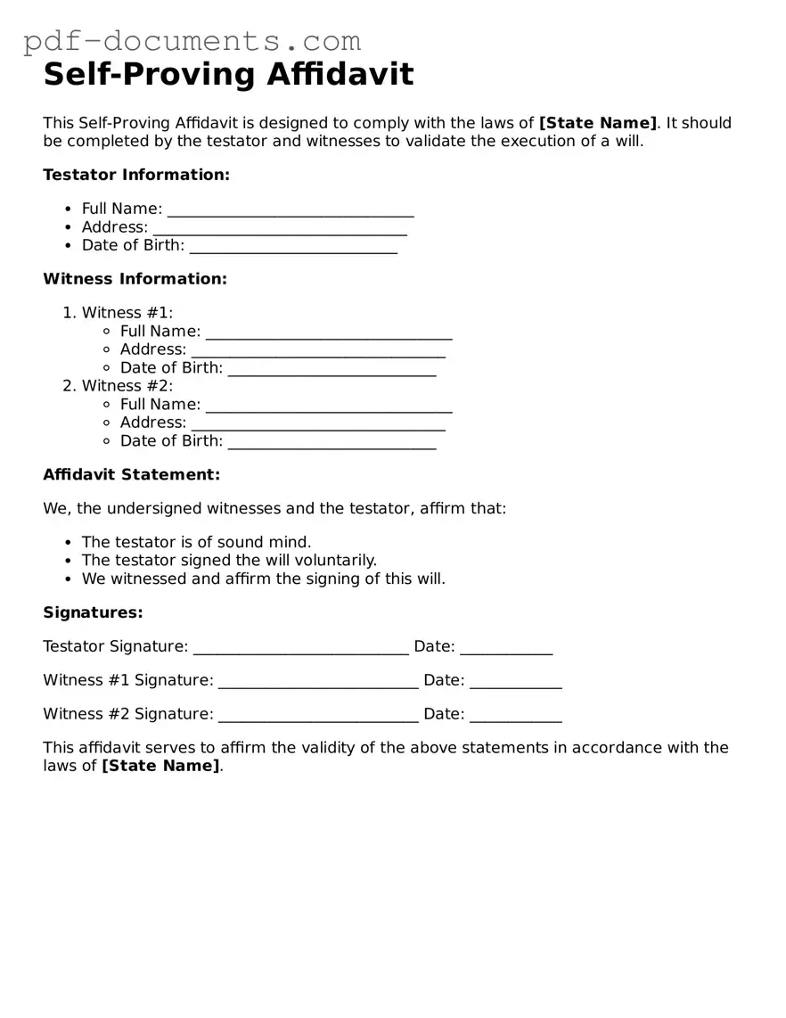 Printable Self-Proving Affidavit Form