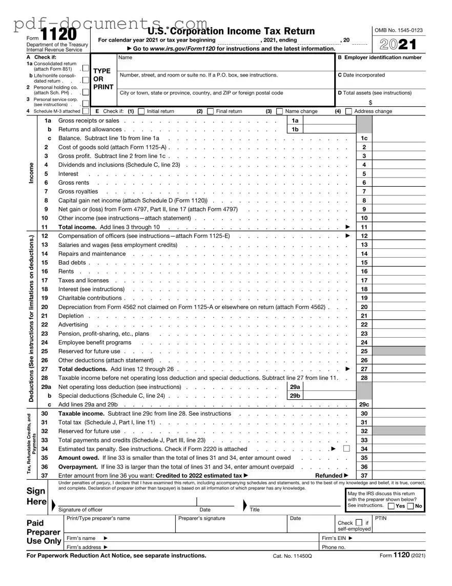 Download IRS 1120 Form