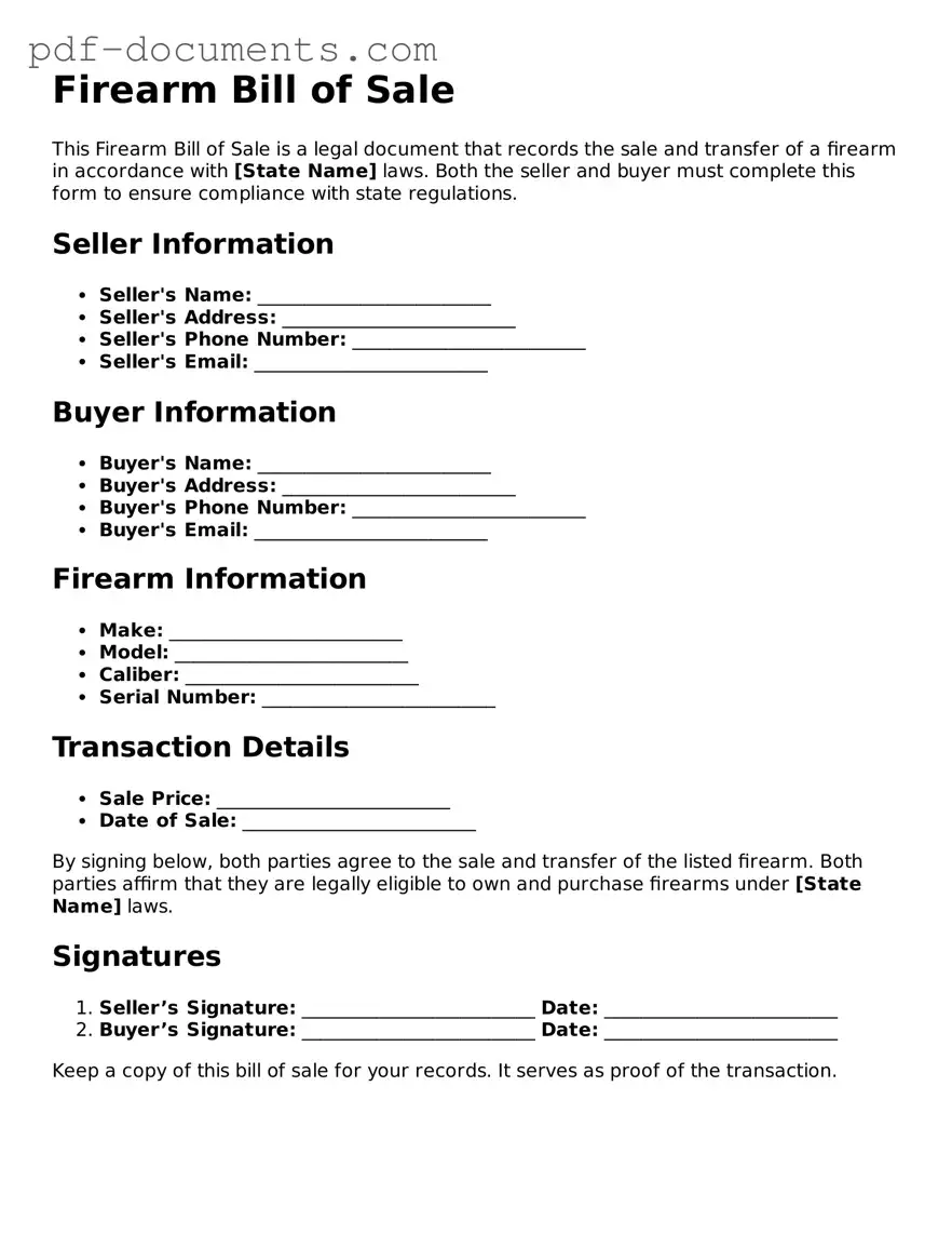 Printable Firearm Bill of Sale Form