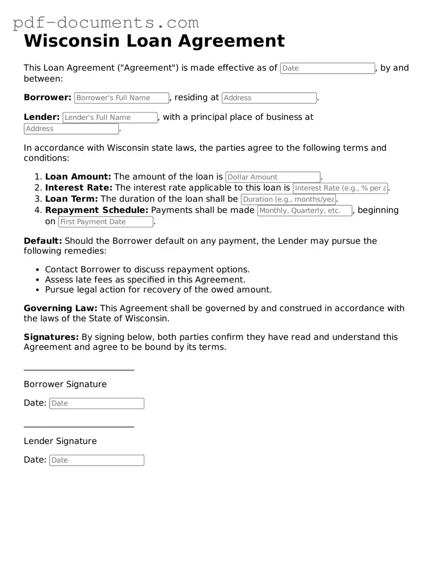 Legal Loan Agreement Template for the State of Wisconsin