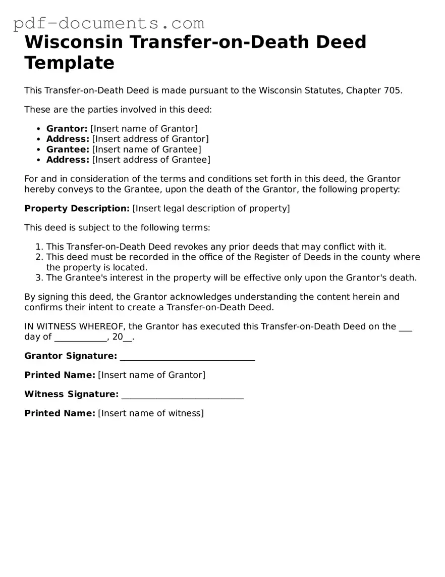 Legal Transfer-on-Death Deed Template for the State of Wisconsin