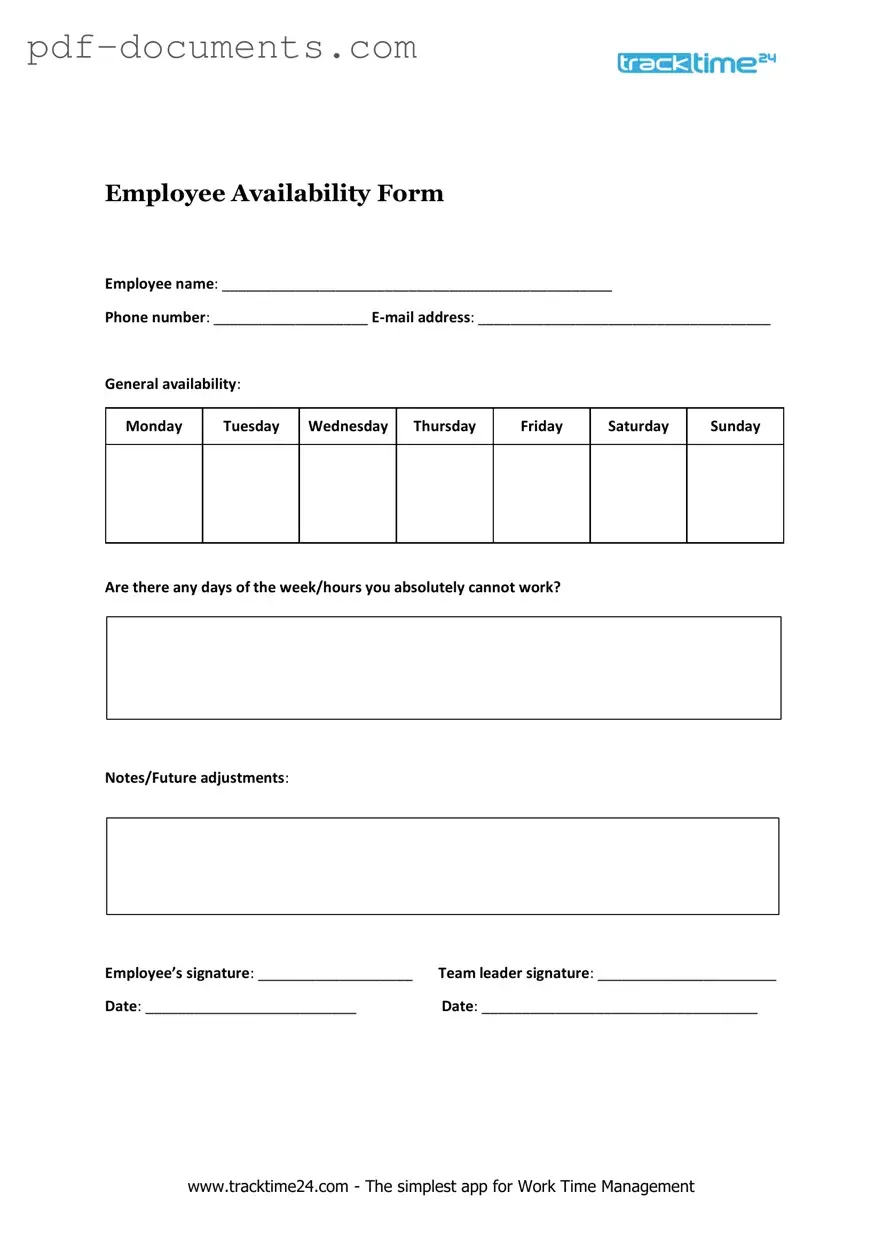 Download Employee Availability Form