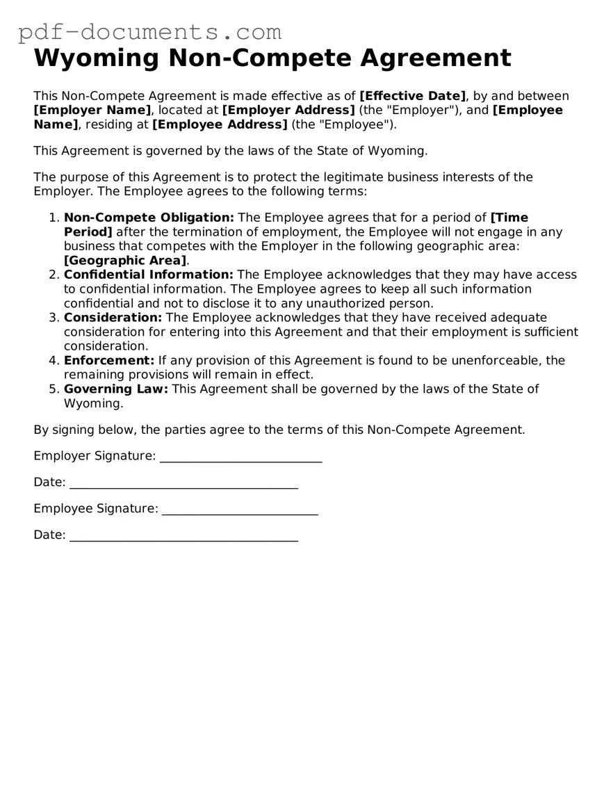 Legal Non-compete Agreement Template for the State of Wyoming